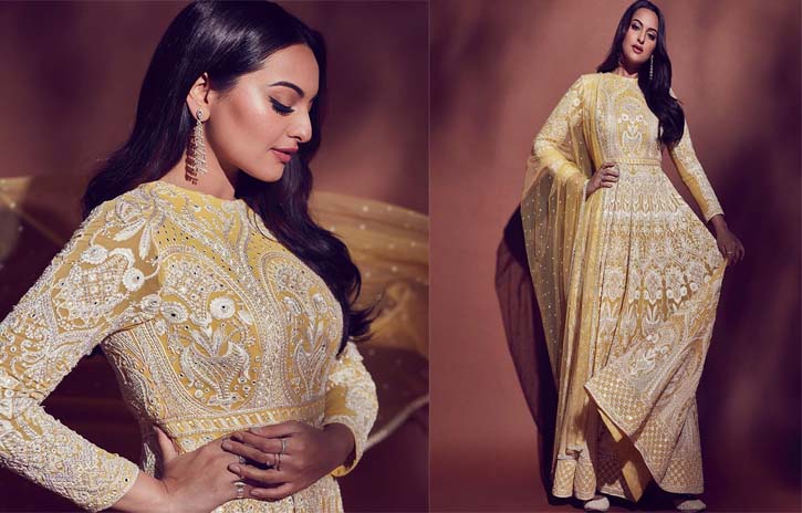 Sonakshi Sinha in beautiful yellow outfit