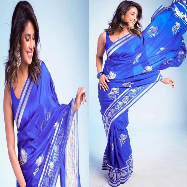 Priyanka Chopra style saree for Saraswati puja