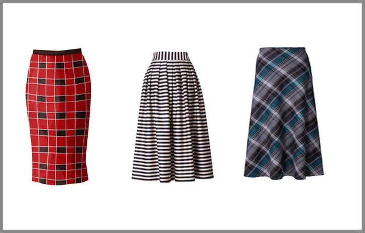 checked skirts